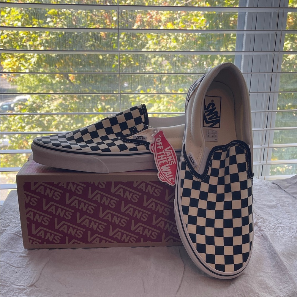 Vans Black and White Checkerboard Slip-Ons